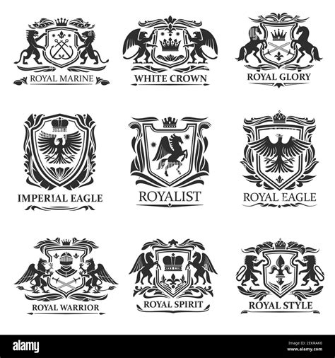 Shield Badges And Emblems Vector Design Of Royal Heraldry Heraldic