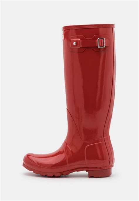 Hunter Original Womens Tall Gloss Boot Vegan Wellies Military Red