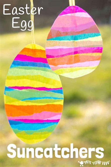 Bunny in the grass pot. Easter Egg Suncatcher Craft With Tissue Paper - Kids Craft ...