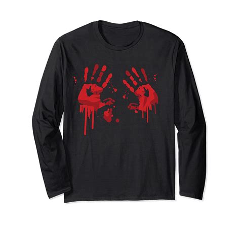 Blood Stained Top With Bloody Handprints For Halloween Long Sleeve T Shirt