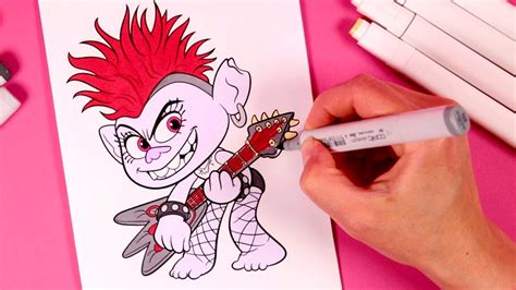 Coloring Queen Barb From Trolls World Tour With Markers Youtube