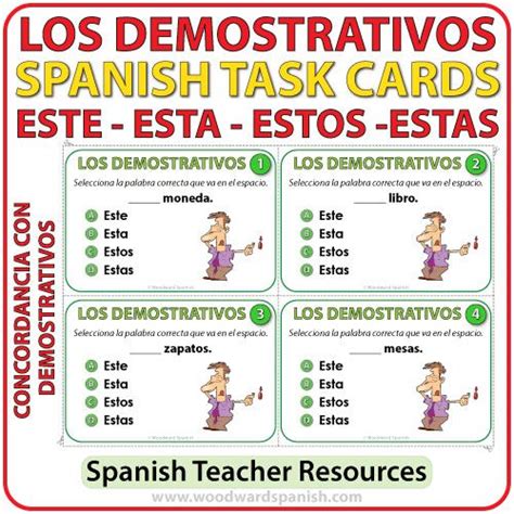 Task Cards To Help Learn Spanish Demonstrative Adjectives Este Esta