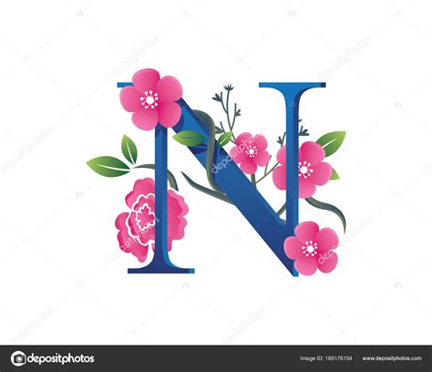 Elegant Floral N Letter Alphabet Logo Stock Illustration By