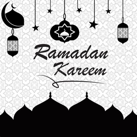 Ramadan Kareem In Black And White Background Stock Vector