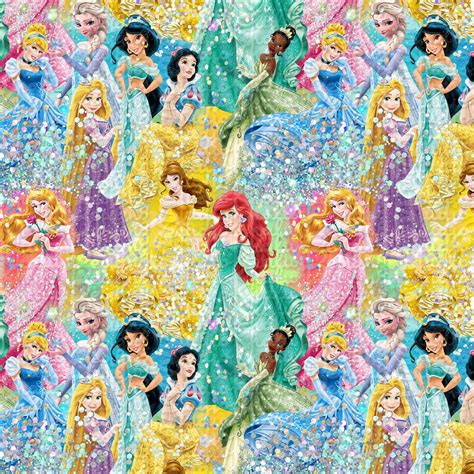 Princess Seamless Pattern Princess Paper Seamless Disney Etsy
