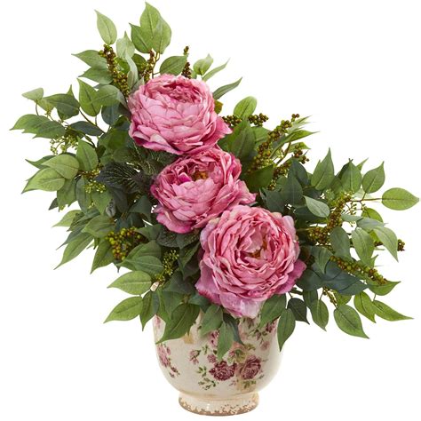 Artificial Peonies Arrangement Peony Arrangement Silk Floral