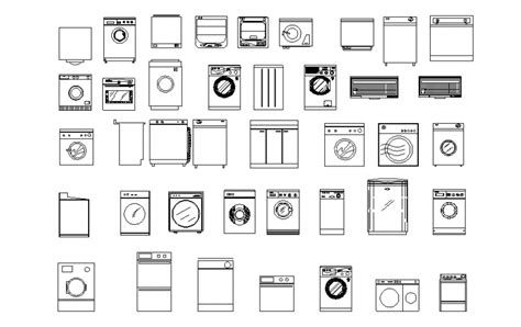 Washing Machines Blocks Cad Drawing Details Dwg File Cadbull