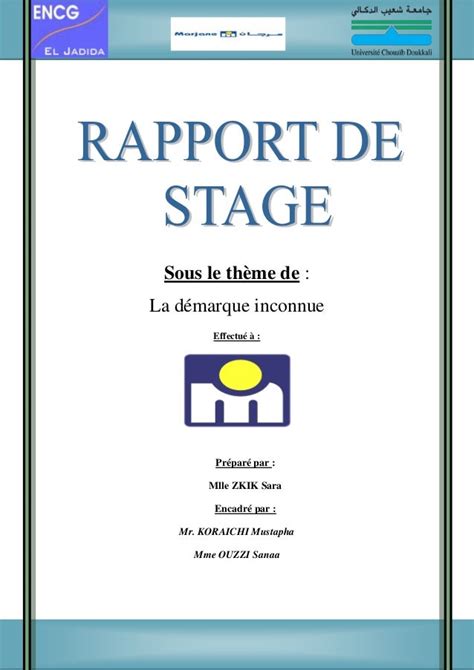 Stage Page De Garde Rapport Images