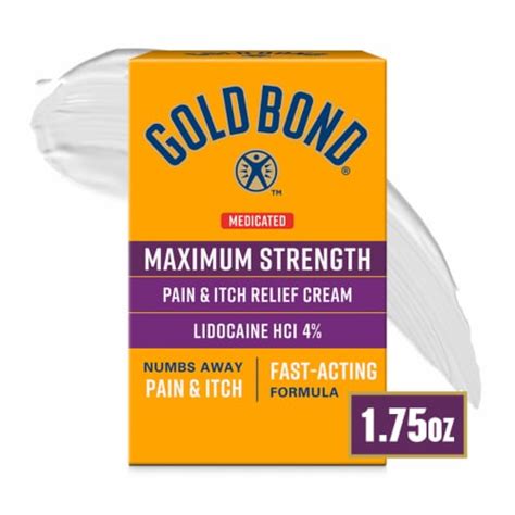 Gold Bond® Medicated Maximum Strength Pain And Itch Relief Cream With Lidocaine 1 75 Oz Baker’s