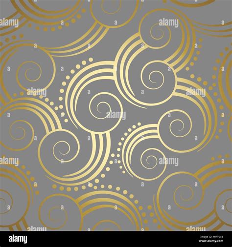 Seamless Golden Swirls Pattern Wallpaper On Grey Background This Image