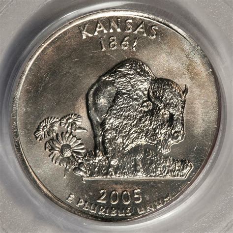 2005 D Pcgs Ms65 Struck On Elliptical Clip Planchet Kansas Quarter Mint