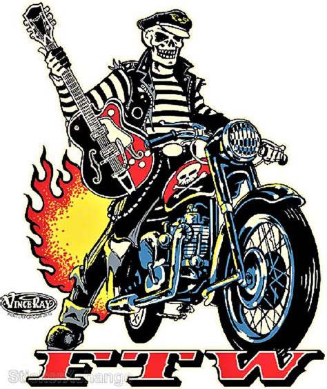 Art Sticker Rockabilly Biker Ftw Vince Ray Decal Vr45 Etsy