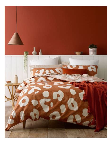 Vue Zaire Leopard Print Quilt Cover Set In Clay Leopard Print Bedding