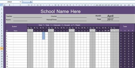 Monthly Attendance Spreadsheet Template Excel Format Excel