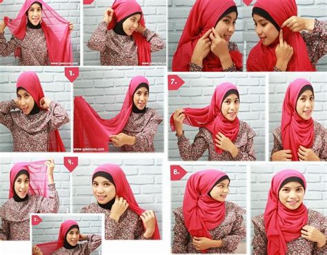 tutorial hijab pashmina sifon ke pesta ragam muslim