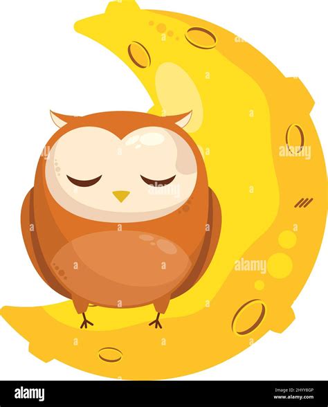 Owl Sleeping In Moon Character Stock Vector Image And Art Alamy
