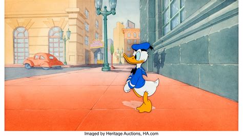 Donald Duck Production Cel And Original Window Cleaners Background