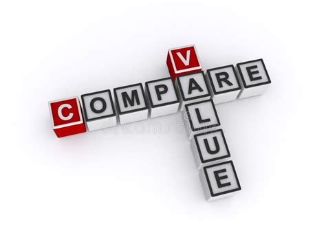 Comparar Bloque De Palabras De Valor En Blanco Stock De Ilustración