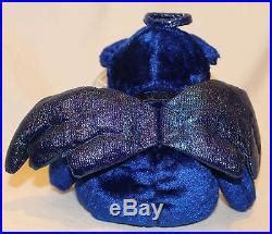 VERY RARE Halo The Bear Royal Blue Velvet Ty Beanie Baby Error | Ty
