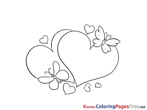 Hearts And Butterflies Pages Coloring Pages
