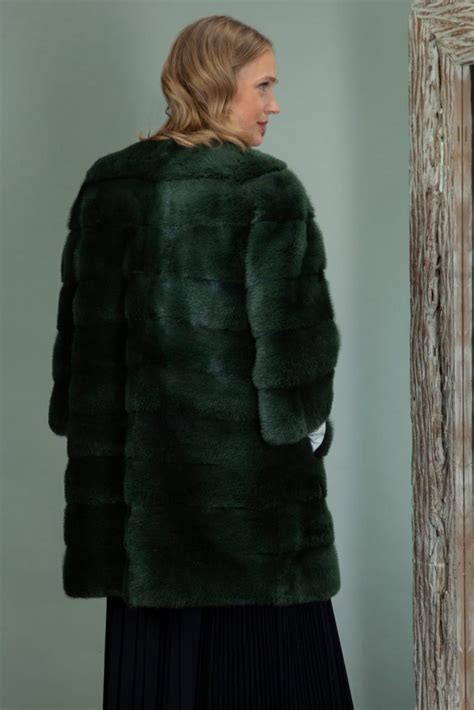 Dark Green Mink Fur Coat Handmade By Nordfur