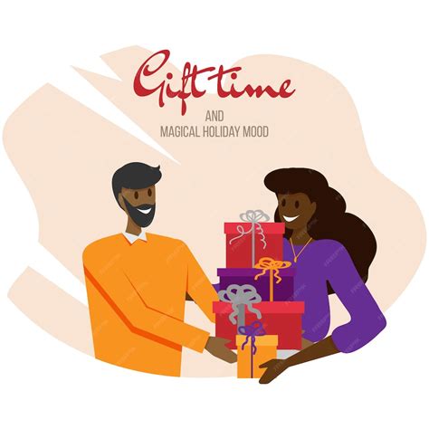 Premium Vector T Time African American Woman And Man Exchanging Ts