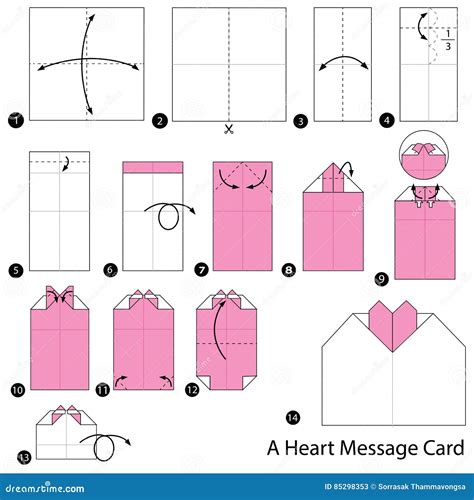 Step By Step Instructions How To Make Origami A Heart Message Card