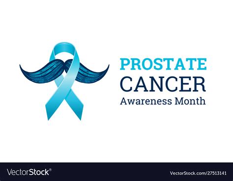 Prostate Cancer Awareness Ribbon With Moustaches Vector Image