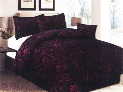 This page contains affiliate links. 7-Pc Luxurious Floral Jacquard Comforter Set Black Purple ...