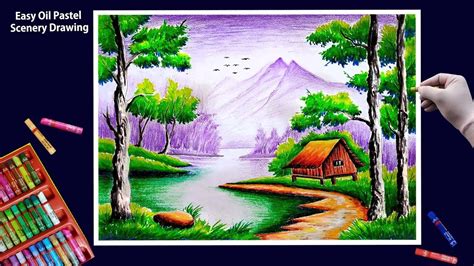 Beautiful Scenery Drawing With Oil Pastels Step By Step Youtube