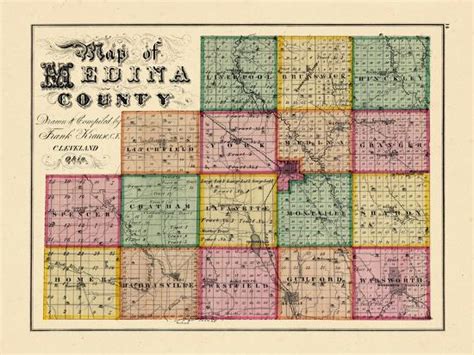 1874 Index Map Medina County Ohio United States Giclee Print
