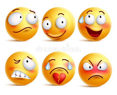 Emoji Yellow Emoticons Or Smiley Faces Collection With Funny Emotions