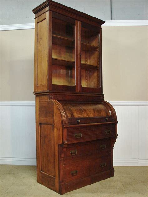 Shop pottery barn for expertly crafted corner secretary desk with hutch. Antique Victorian Walnut Cylinder Roll Secretary Desk Bookcase Hutch