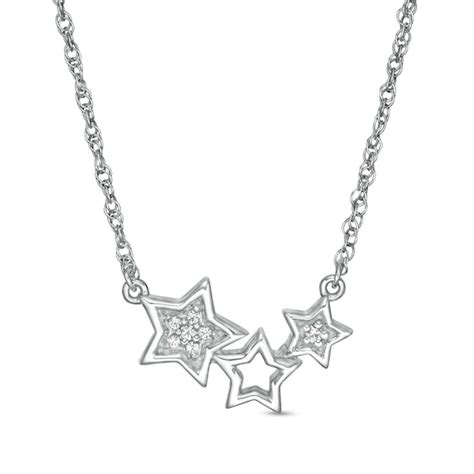 Diamond Accent Triple Star Necklace In Sterling Silver Peoples Jewellers