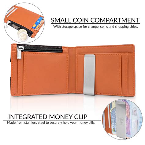 travando ® wallet mens with money clip „london“ rfid blocking slim wallet credit card holder