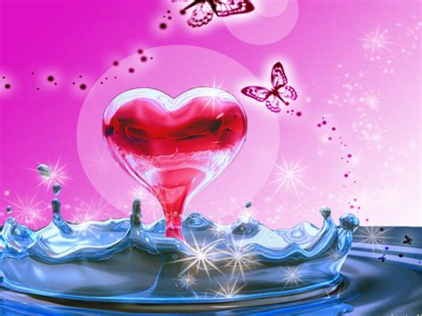 3d Heart In Water Wide