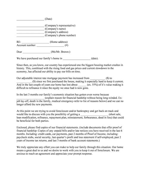 Mortgage Hardship Letter Template Sample Form Fill Out And Sign