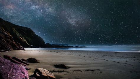 Night Starry Sky Beach Scenery Stock Photo Free Download