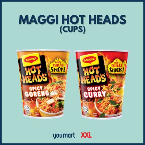 Maggi Hot Heads Cup By Xxl Dry Spicy Goreng Spicy Curry Cups