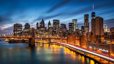 Download Brooklyn Bridge New York Time Lapse Skyline Night City Man