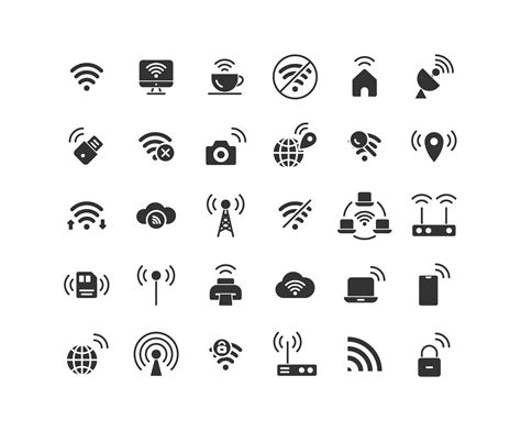 Wireless Network Solid Icon Set 1338719 Vector Art At Vecteezy