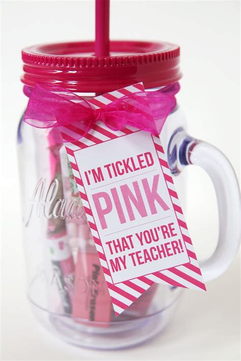 Diy valentines day popcorn teacher gifts free gift tag DIY Teacher Gift: Tickled Pink | Teacher gifts, Teacher ...
