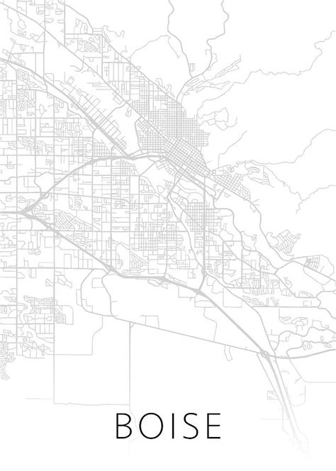 Boise Idaho City Street Map Black And White Minimalist Series Mixed
