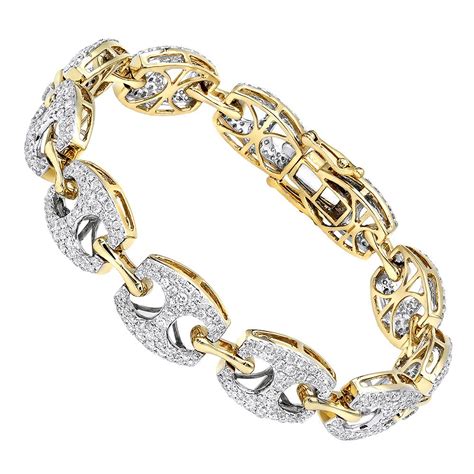 14k Gold Gucci Link Diamond Bracelet For Ladies 5 Carat By