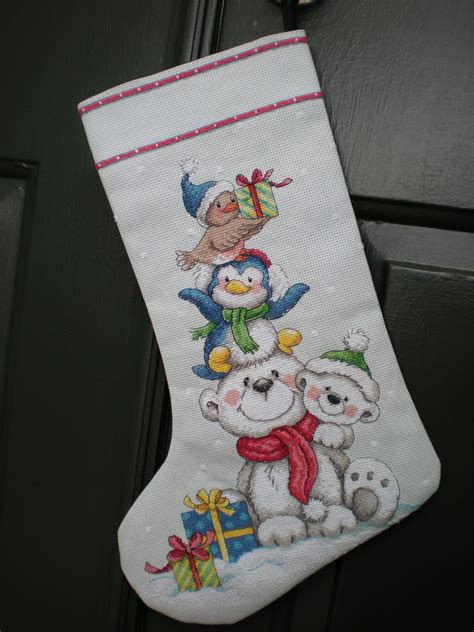 Stack Of Critters Cross Stitch Christmas Stocking