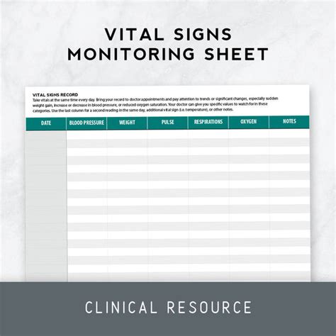 Vital Signs Monitoring Sheet Therapy Insights
