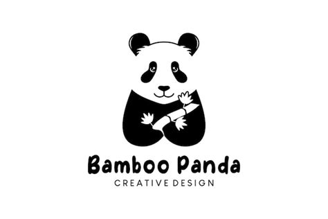 Premium Vector Simple Panda Hugging Bamboo Icon Logo Design Vector