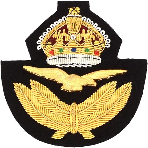 Raf Offizier Cap Badge Mit K Nigskrone Royal Air Force Handgefertigt Bullion Badge Amazon De