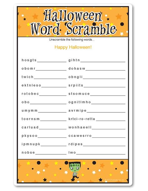 20 Spooky Halloween Word Scrambles Kitty Baby Love