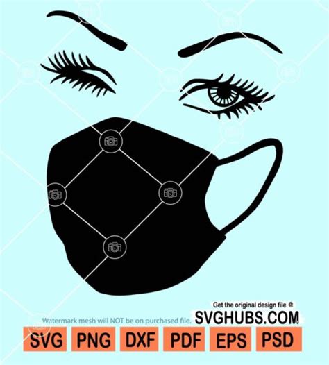 Eyelash Face Mask Svg Eyelashes With Facemask Svg Quarantine Svg